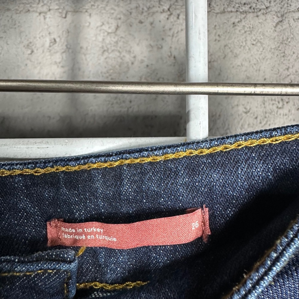 Pilcro Anthropologie Dark Wash High Rise Straight Leg Jeans Blue 26‎ stretch - Picture 3 of 10